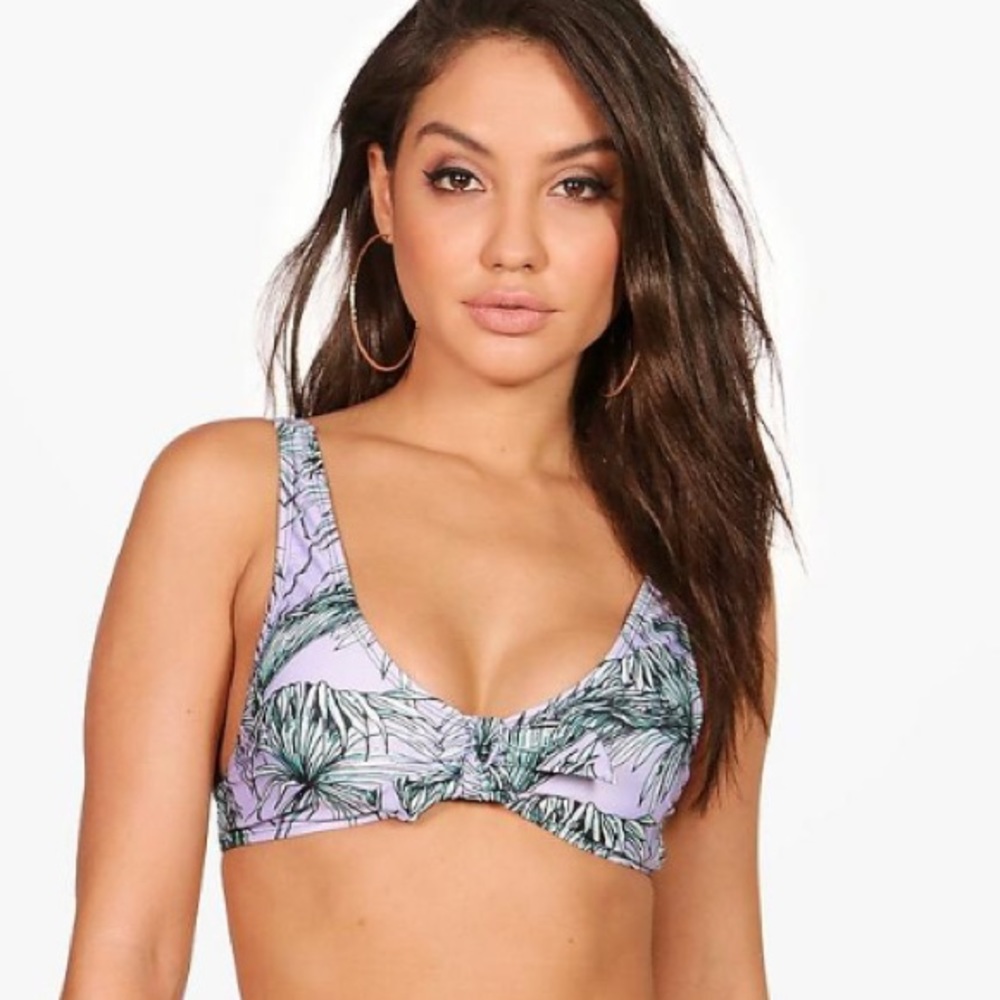 Leaf Print Bikini Top